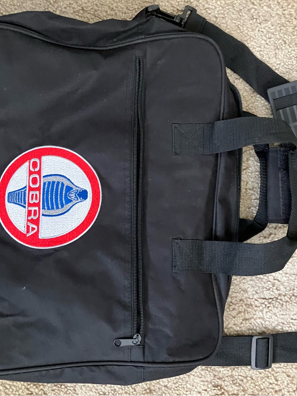Black Men's Travel & Laptop Messenger Bag with Cobra car logo